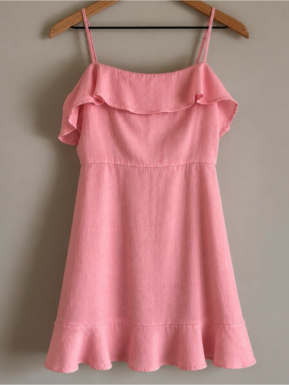 Altar’d State Pink Ruffle Sleeveless Mini Dress Size Medium FLAW